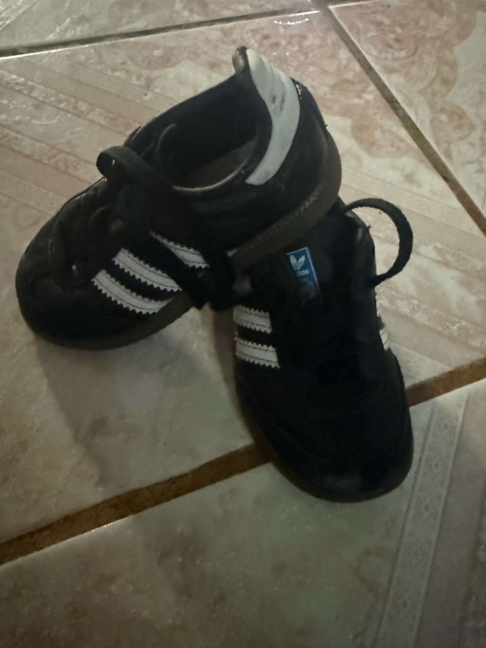 adidas Black Sneakers with White Stripes - Kids Athletic Shoes